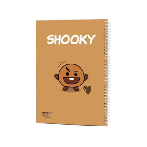دفتر ۴۰ برگ سری BTS با طرح SHOOKY، جلد قهوه‌ای و صحافی فنری